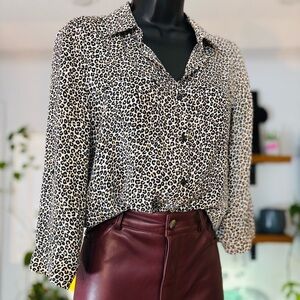 Reitmans-Leopard Print Button-Up Blouse